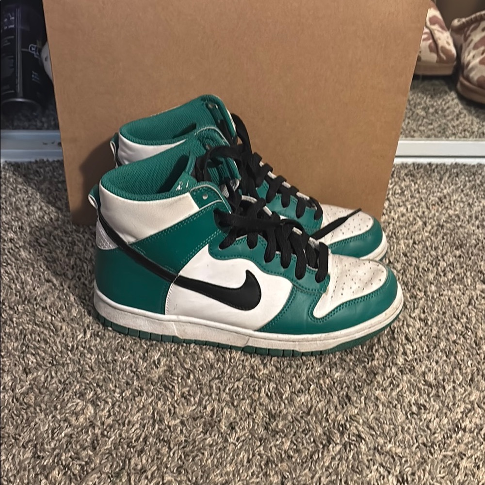 Nike Teal and White High-Top Sneakers